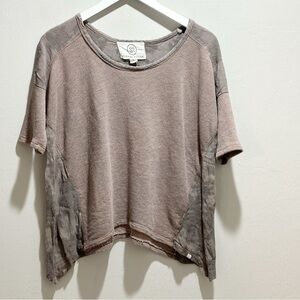 SLOANE ROUGE Women’s Brown French Terry Short Sleeve Tunic Made In USA Size S